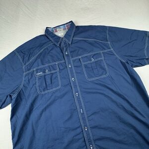Game Guard Vented Button-Up Shirt Men 3XL Short Sleeve Blue Fishing SPF Cooling